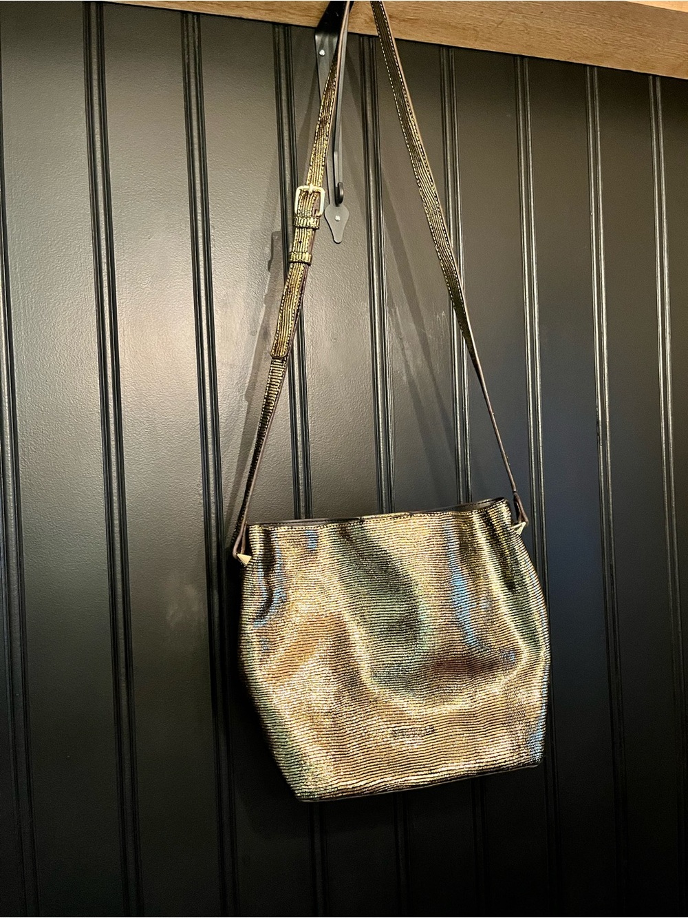 Neuville Fun Metallic Gold Crossbody Bag